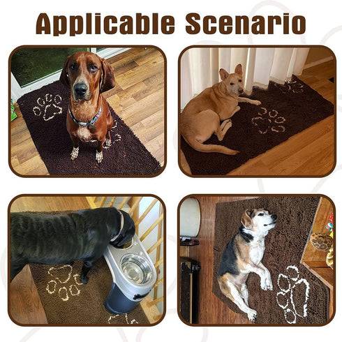 EXPAWLORER Dog Rug for Muddy Paws, Super Absorbent Microfiber Mat, Anti-Slip, Machine Washable, Brown