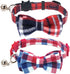 KUDES 2 Pack Cat Collar Breakaway - Adjustable Bow Tie and Bell for Kitty and Puppies, 7.8-10.5 Inch