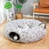 LUCKITTY Geometric Cat Tunnel Bed - Collapsible Oxford Tunnel Tube with Plush Inside for Dogs and Cats