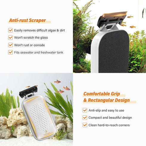 0.1 0.7 Inch fishkeeper Magnetic Aquarium Fish Tank Glass Cleaner - Exquisite & Super Strong Magnetism, Double Side