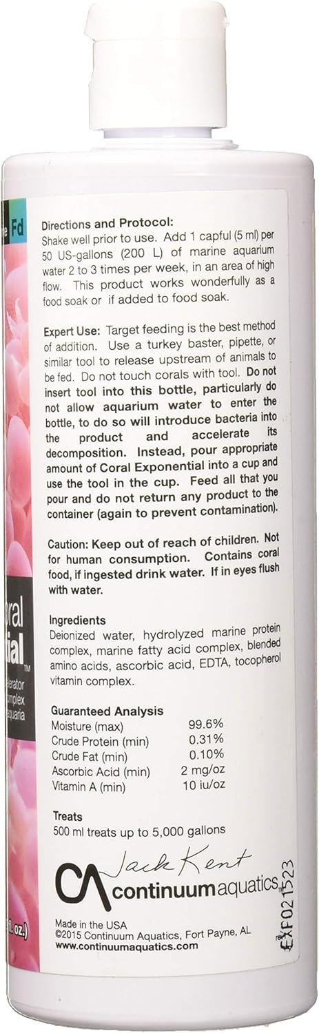 Continuum Aquatics Coral Exponential, 500 ml Coral Growth Accelerator & Amino Acid Complex for Live Corals & Reef