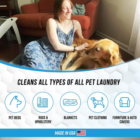64 Pet Laundry Detergent Odor Remover - ACTIVE Enzyme Based Powder Detergent for Dogs Beds, Cat Pee, HE Washer Friendly