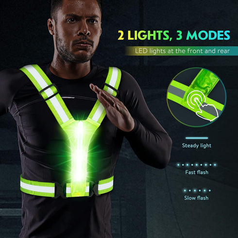 Simket LED Light Up Running Vest, High Visibility Reflective Vest for Night Walking and Running