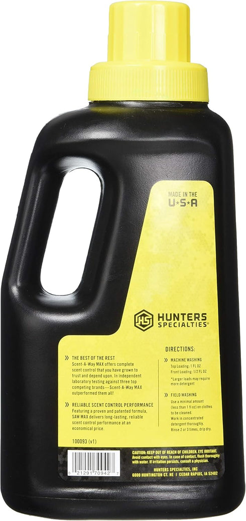 Hunters Specialties Scent-A-Way MAX Odorless Laundry Detergent - Unscented Formula for Hunting Gear, 32 OZ