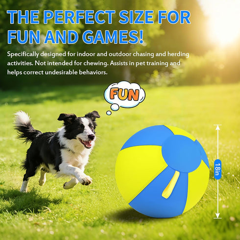 QWV 18 Inch 1000D Herding Ball for Dogs with Durable Oxford Cover - Interactive Dog Toy with Handles for Medium Breeds