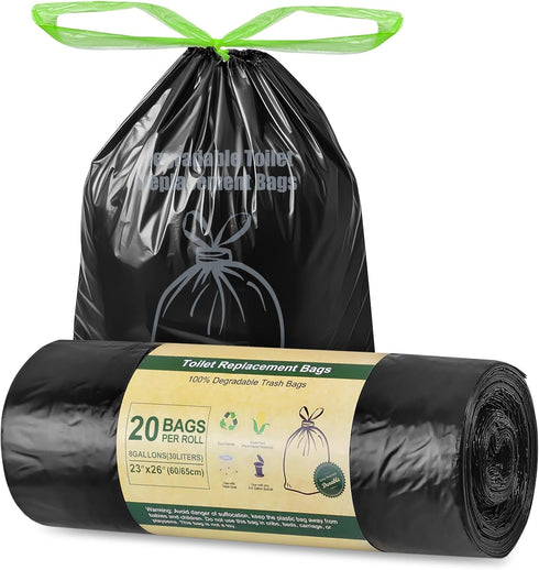 BLIKA Camping Toilet Bags Eco Absorbent Gel Set, Drawstring Portable Toilet Bags