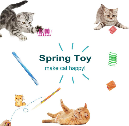 WishLotus Spring Cat Toys - Colorful Cat Spring Toy and Cat Tube Toy Telescopic Mesh Pole for Kitten Chew Toys