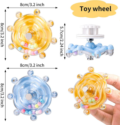 Lyreh 2pcs Bird Toys for Parakeets, Colorful Parrot Toys Spinner Wheel, Fun Interactive Spinning Rattle, Cockatiel
