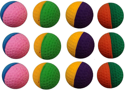 YUNTENG 12PCS Golf Two-Color Pet Ball Foam Sponge Cat Toy, Soft and Bouncy, Noise Free