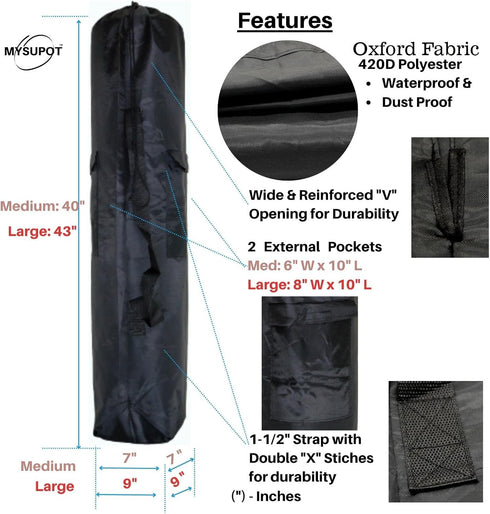 Replacement Bag for Folding Camping Chair, 43"x9"x9" (Black, L) - Portable Camp Chair, Yoga Mat, Umbrella, Tents, 420D