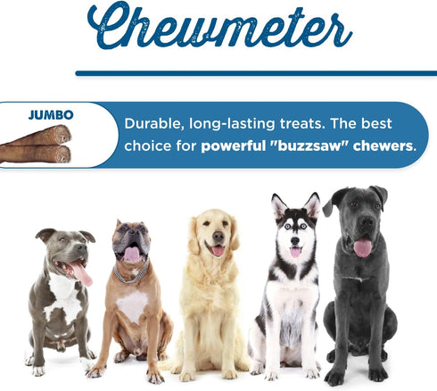 Best Bully Sticks 6 Inch Jumbo Bully Sticks for Large Dogs, 100% Natural Grass-Fed Beef, 4 Pack, Grain and Rawhide Free.