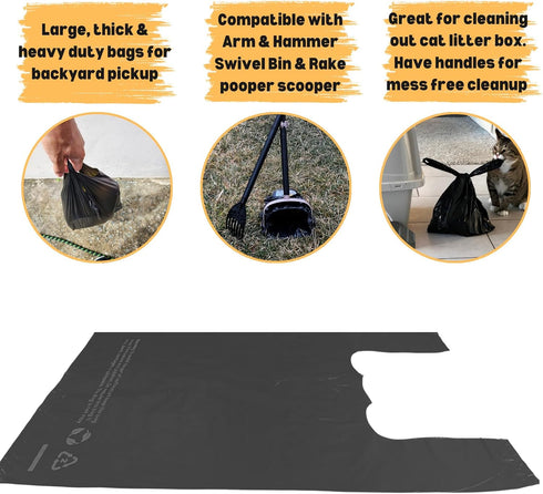 (600 Hammer T-shirt Biodegradable Black Plastic Bag ct.) Small Can Liners Thank You Grocery Shooping Size Doggy Poop