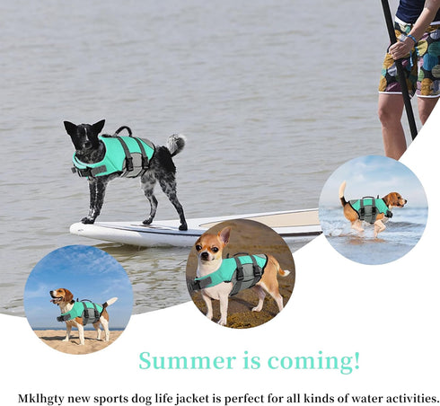 Dog Life Jacket, Reflective & Adjustable Dog Life Vest with Rescue Handle for Swimming and Boating, Ripstop Safety Life