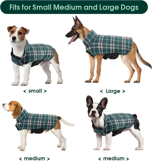 Kuoser Warm Dog Coat, Waterproof for X-Small Dogs, Adjustable Reversible Cozy Winter Jacket, Green XS