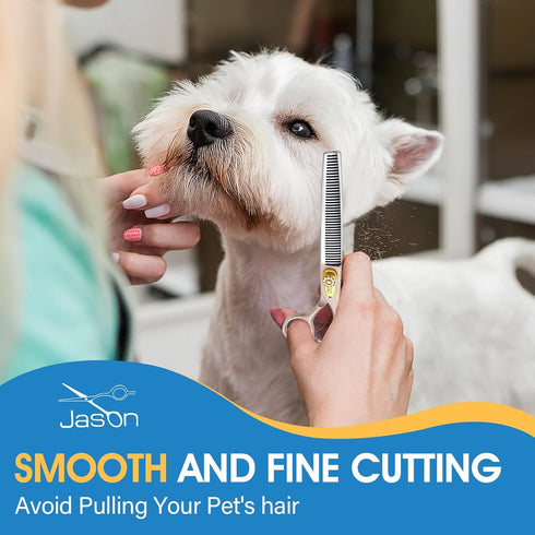 JASON 7 Inch Professional Dog Grooming Thinning Shear, Japanese 440C Stainless Steel, 40 Teeth Blender Scissors