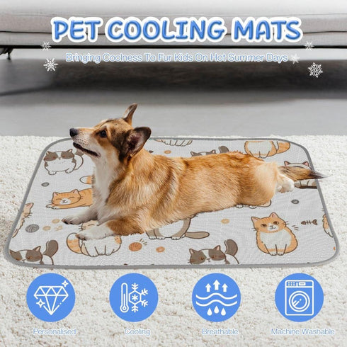 imiBBWQu Summer 27" 22" Cooling Pad Cats Yellow Brown Stadium Cooling Mat Washable Mat for Dogs Dog Water Bed French