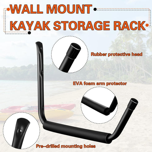 JaGely 8 Pcs Wall Mount Kayak Storage Rack, Heavy Duty Hooks for Canoe, Paddle Board, Bicycle & More