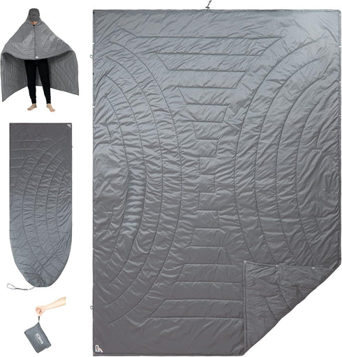 iClimb Ultralight Compact Camping Blanket - 3M Thinsulate Insulation (Light Grey)