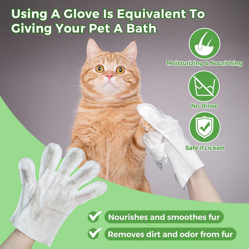 Extra Thick Pet Bathing Wipes for Dogs & Cats, Cleaning & Deodorizing Grooming Gloves, 2 Pack, 12 PCS