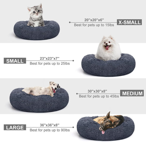 MIXJOY Orthopedic Dog Bed, Comfortable Donut Cuddler Round Bed, Ultra Soft Washable for Dogs & Cats, 30'', Grey-Blue