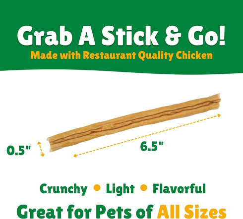 (12 Count) Lucky Premium Treats Lucky Slims - Long Chicken Jerky Dog Treats and Crunchy Dog Chew Sticks with Real