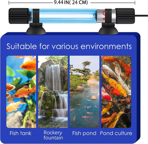 3 W Mini & 13W Submersible Aquarium Clean Light, Waterproof Clean Lamp for Pond, Swimming Pool, Indoor (13W)