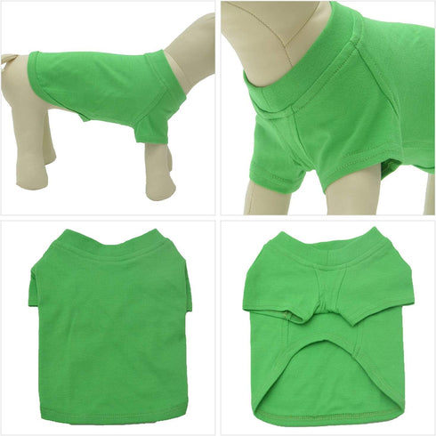 Lovelonglong Pet Clothing - Basic Blank T-Shirt Tee Shirts for Small Dogs (Green, Size S)