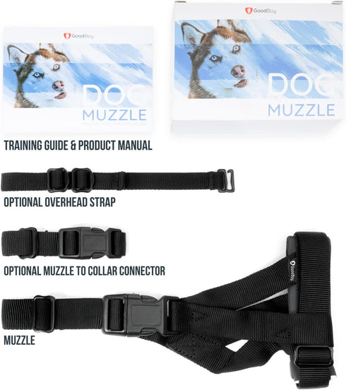 Gentle Muzzle Guard for Dogs - Soft Neoprene Padding, Secure Comfort Fit, Prevents Biting and Chewing (M, Grey)