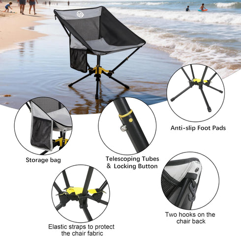 ADSMART 300 Lbs Portable Camping Chair Lightweight Folding Chair for Camping - Outdoor Chair Supports - Camp Chair