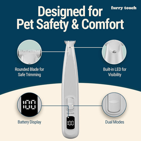 Trimmer Dog Paw - Electric Cordless Pet Clippers for Dogs & Cats - Quiet Dual-Speed Groomer with Pet-Safe Blade