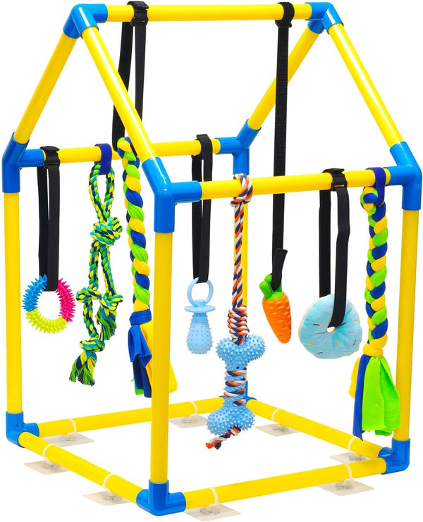 Puppy Play Gym with 8 Hanging Toys, Jungle Gym for Small Dogs