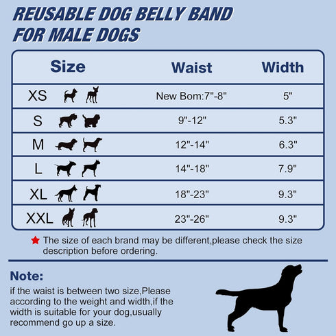 Pet Soft Dog Belly Band - 3 Packs Reusable Male Dog Diapers Belly Wraps, Washable Belly Bands for Male Dogs (Classic, M)