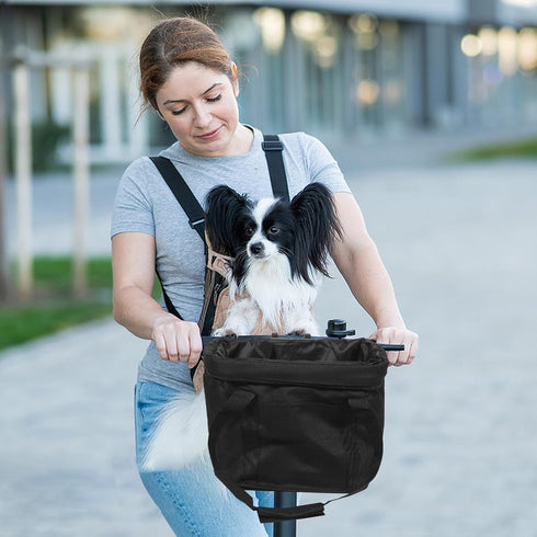 1 Set 11lb/5kg Kisangel Cycling Pet Basket Bag: Foldable Dog Carrier for Bikes - Front Handlebar Bicycle Bag