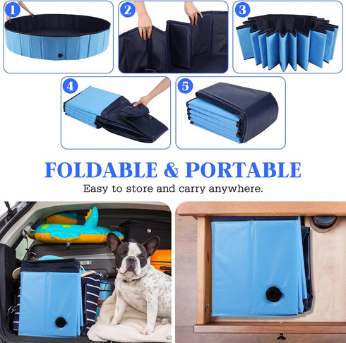 Swimming 55 12 Eooqi Foldable Dog Pool, Portable Pet Bath Tub and Kiddie Pool, Collapsible Bathtub for Puppies, Small
