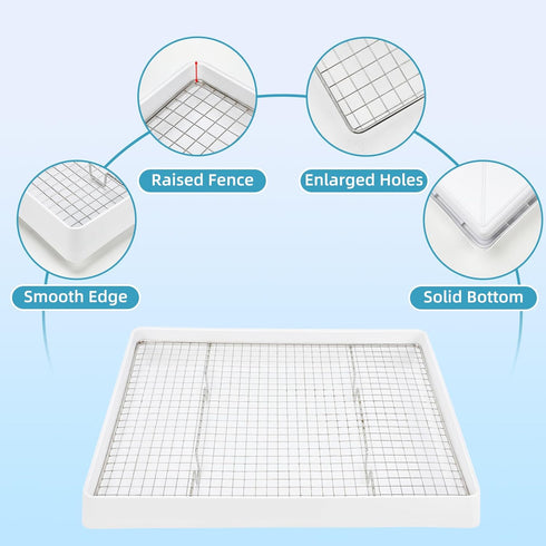 Chinchilla FHTONGE Extra Large Rabbit Litter Box with Large Steel Grid Holes, Bunny Potty Trainer Tray for Cage