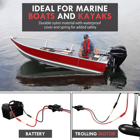 Trolling Motor Plug, 12V 24V 8 Gauge 2 Wire Receptacle Compatible with Minn Kota, Quick Connect Socket