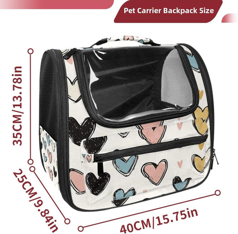 Seamless (1) Baby Pattern with Hearts Pet Carrier Airline Approved Pet Carrier Bag Dog Carrier for Small Medium Cats