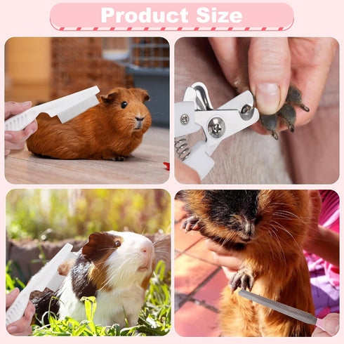 HAEZU Trimmer, Guinea Pig Brush Kit Hamster Cleaning Grooming Comb with Nail Clipper Nail Files - Professional Small