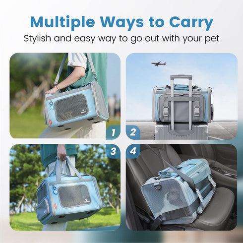 Pawaii Airline Approved Cat Carrier, Cat, Dog Carrier with ID Tag, Collapsible Pet Travel Carrier, Foldable, Protable