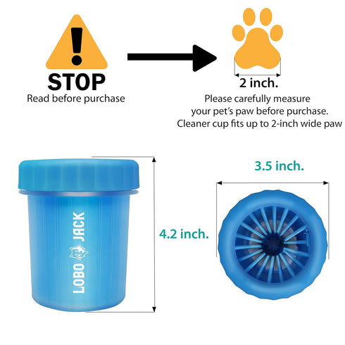 Dog Paw Cleaner, Portable 360º Silicone Washer Cup for Small and Medium Breed Cats and Dogs, Blue