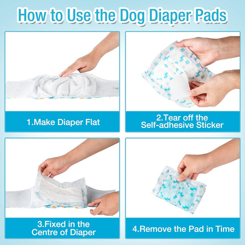 M-100ct) Pet Soft Dog Diaper Liners - Disposable Dog Diaper Booster Pads for Male & Female Dogs fit Most Dog Wraps