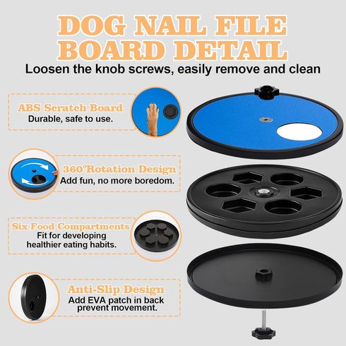 Swirge 3 1 in Rotatable Dog Scratch Board with Food Storage Compartment Box Round Stress-Free Scratch Pad ABS Nail