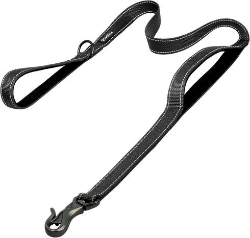 PetiFine 6FT Heavy Duty Dog Leash - Soft Padded Double Handle, Durable Strong Clasp, Reflective Nylon Walking Lead for