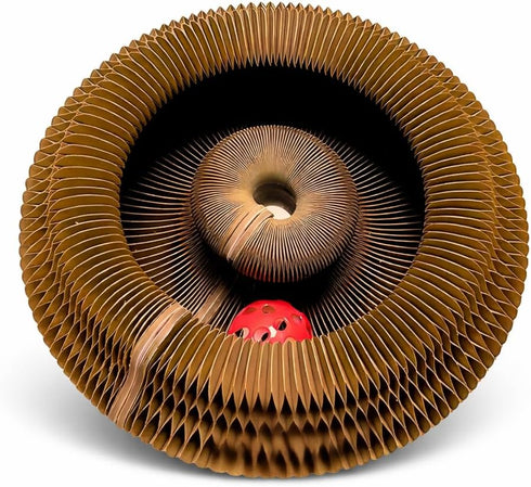 ORVIXA Kitty Kurlz Cat Toy - Accordion Cat Scratcher Toy with Bell Ball Foldable Cardboard Scratching Pad for Indoor