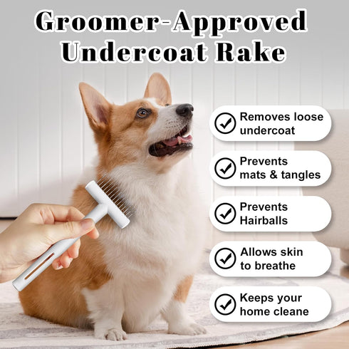 5-in-1 Pet Grooming Kit for Cats and Dogs Flea Comb, Double-Layer Dense Tooth Comb, Knot Remover & Wave Massage Brush