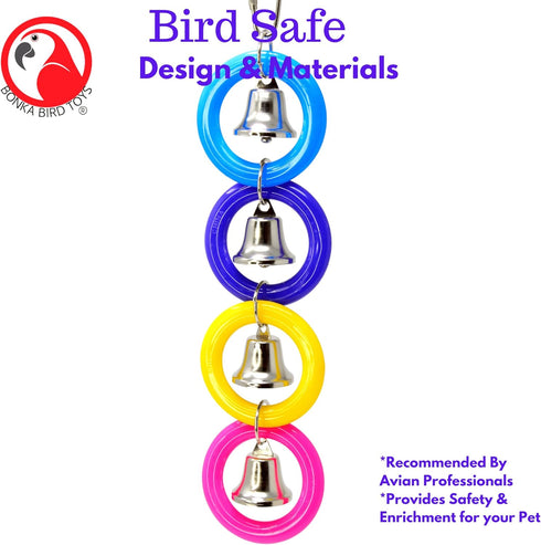 Bonka Bird Toys 945 4 Ring A Ding Toy for African Grey, Budgie, Parakeet, Cockatiel
