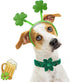 Elegant little tail Adjustable St. Patrick's Day Dog Collar with Flower, Green Clover Gift for X-Small Puppy