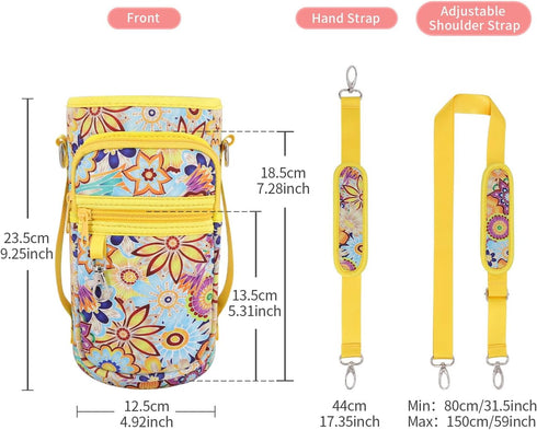 AJLTPA 32oz 40oz 64oz, 2 Water Bottle Holder Sling Bag Sleeve Carrier Insulated Crossbody Water Bottle Case Cover