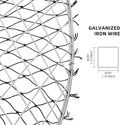 24" 20" 50' Double Ring Crab Trap - Steel Ring Crab Net, Top, Bottom, Rope, Bait Bag, Clip, Gauge for Dungeness, Rock