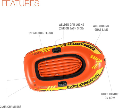 INTEX Explorer Inflatable Boat - Quick Inflation & Durable Design